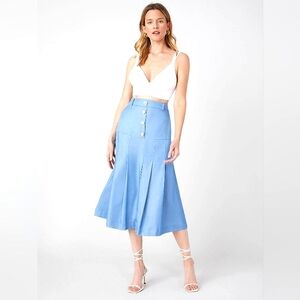 VISCOSE PLEATED SKIRT W/FRONT SLIT - (NWT) - LARGE